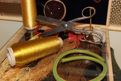 Golden patterns made by Kazak women
