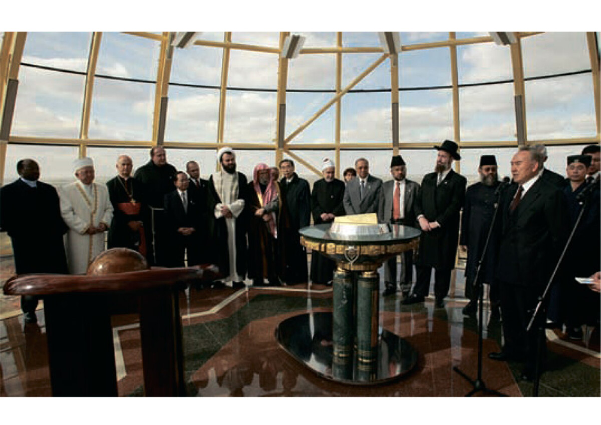 The first Congress of Leaders of World and Traditional Religions. Astana, Bayterek monument - e-history.kz