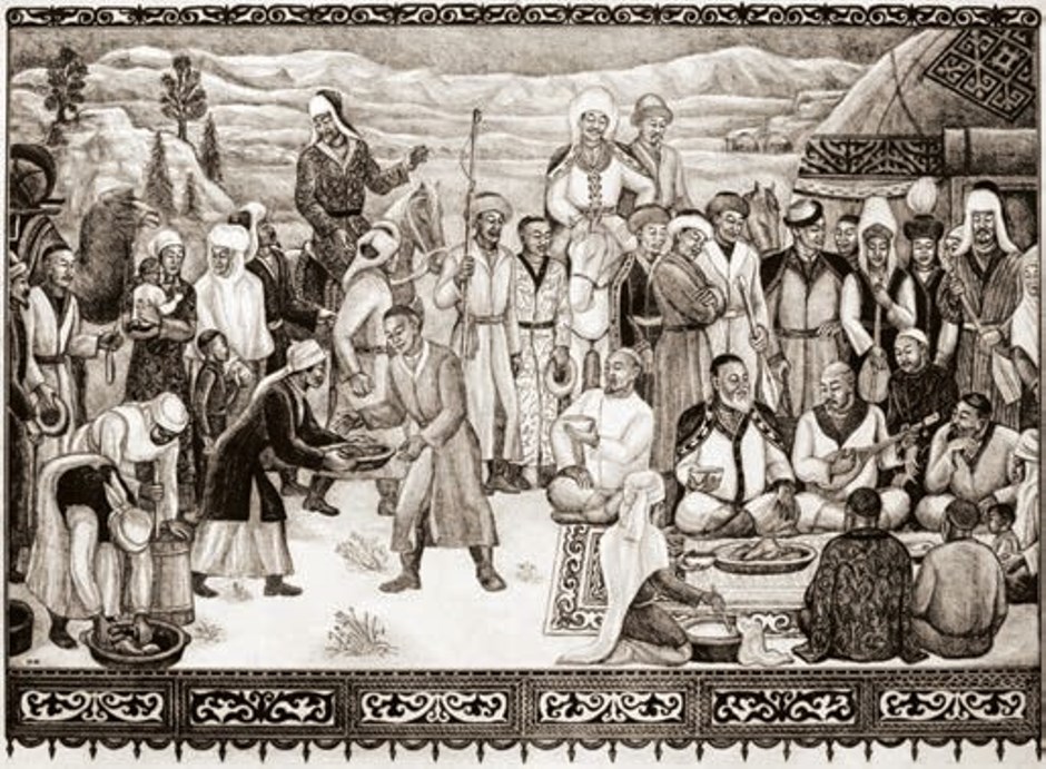 The custom of Kazakh people - “Tabak tartu” (Serving meat for guests)