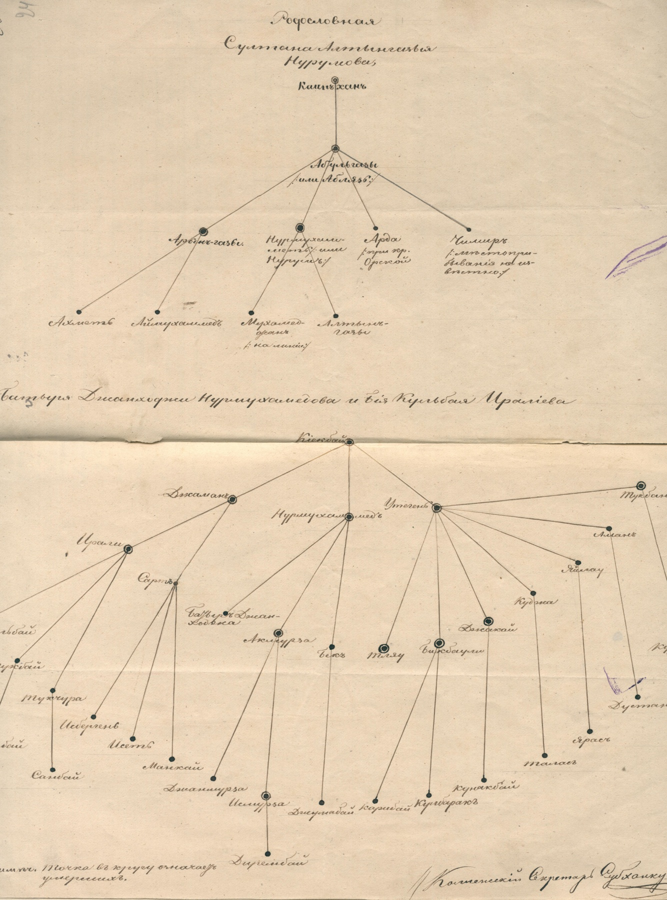 Схема родословной султана Алтынгазы Нурумова